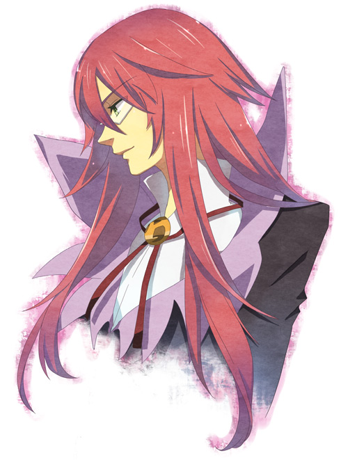 coat, enomoto_(luck-by-luck), glasses, green_eyes, long_hair, male, profile, red_hair