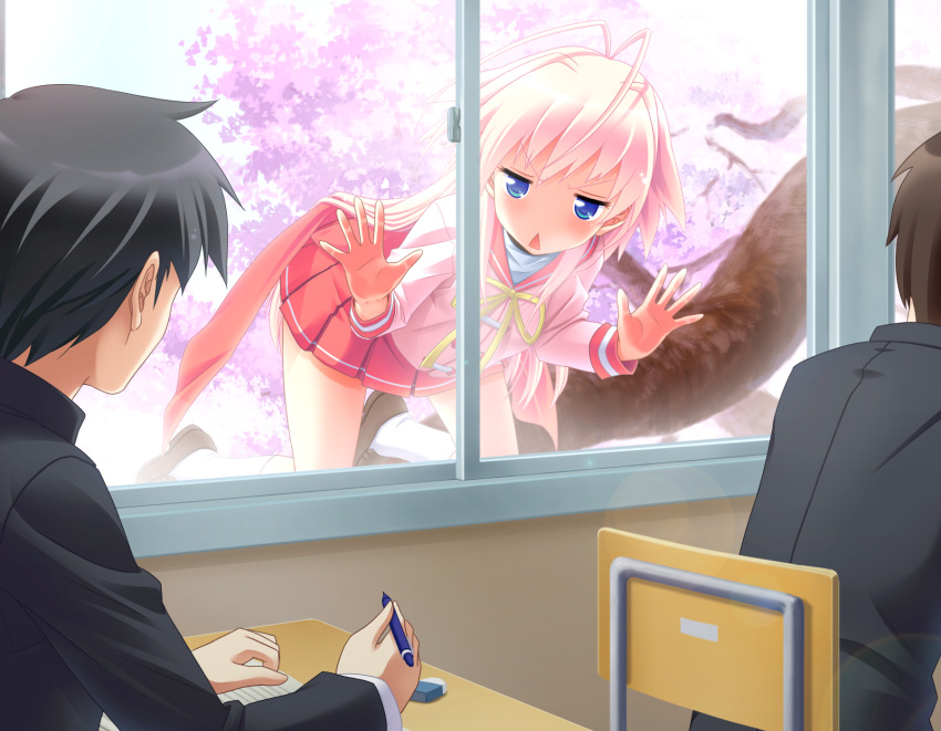 game_cg, hiyoko_strike!, kagami_utakata, pink_hair, seifuku, yasuyuki