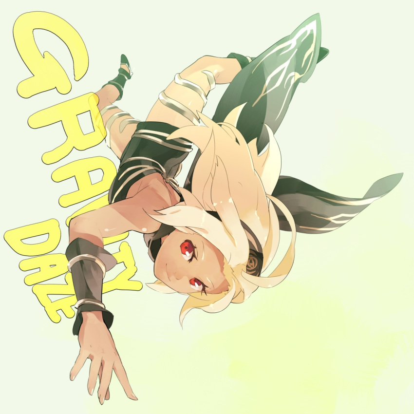 dark_skin, gravity_daze, hairband, highres, kat_(gravity_daze), kitten_(gravity_daze), red_eyes, scarf