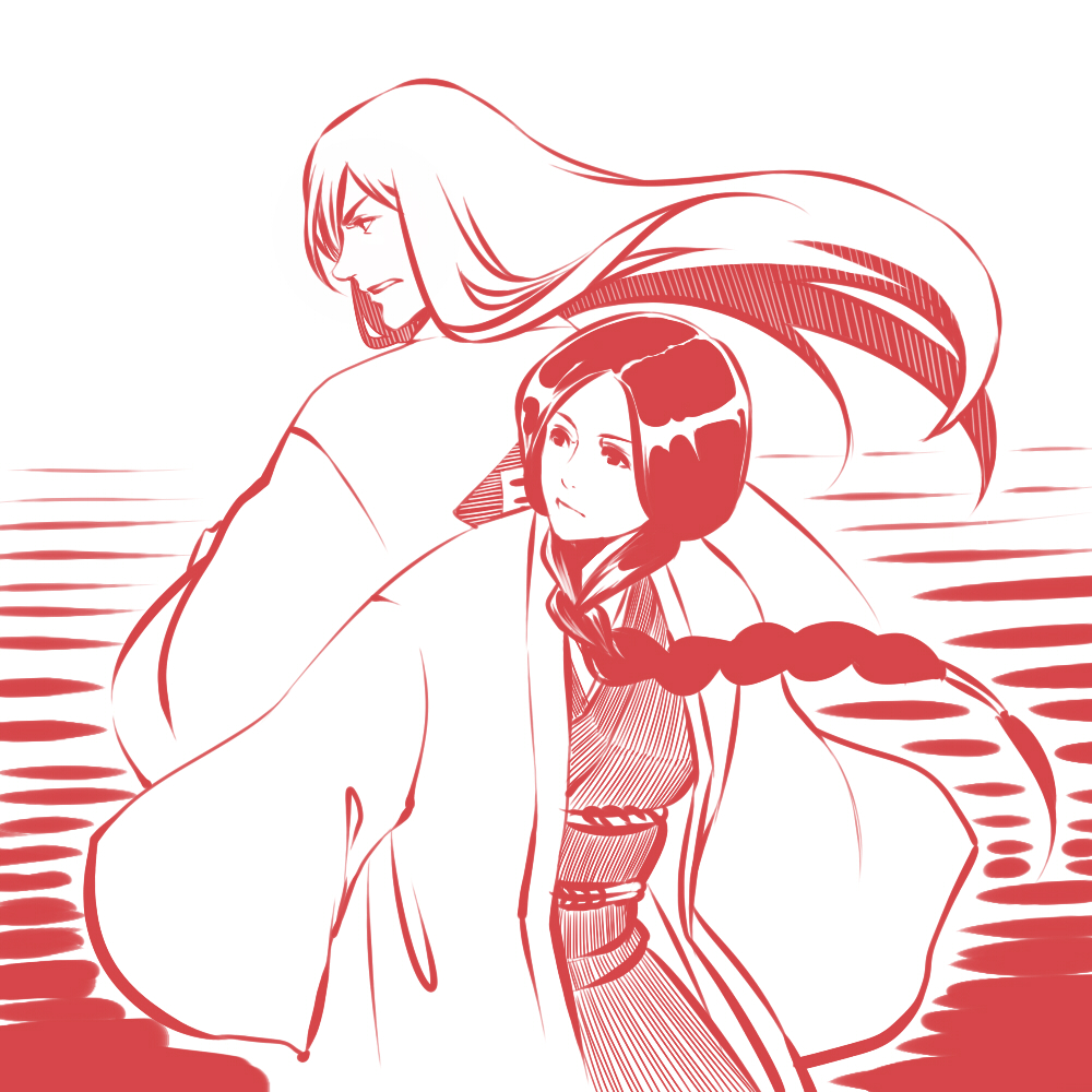 1girl, back-to-back, bleach, braid, front_braid, front_ponytail, japanese_clothes, kimono
