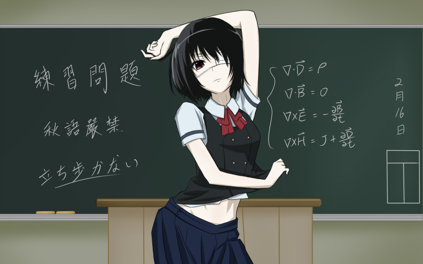 another, black_hair, blazer, board, bow, classroom, desk, ewestein