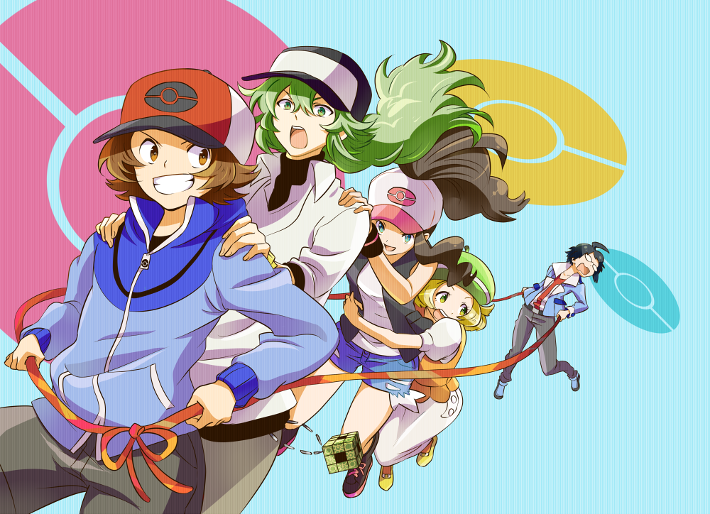 3boys, baseball_cap, bel_(pokemon), black_hair, blonde_hair, brown_hair, cheren_(pokemon), dante0909