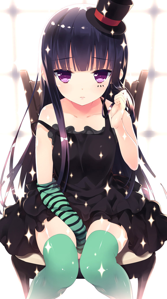 akiyama_mio, akiyama_mio_(cosplay), bare_shoulders, black_dress, black_hair, chair, collarbone, cosplay