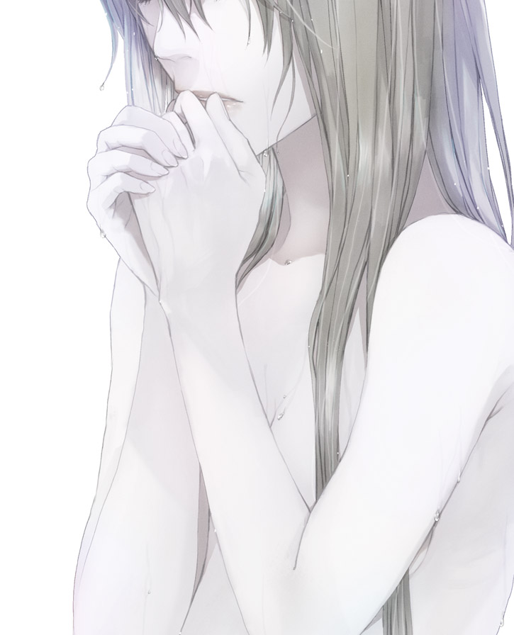 brown_hair, bust, close-up, eyelashes, fingernails, hands, hands_together, head_out_of_frame