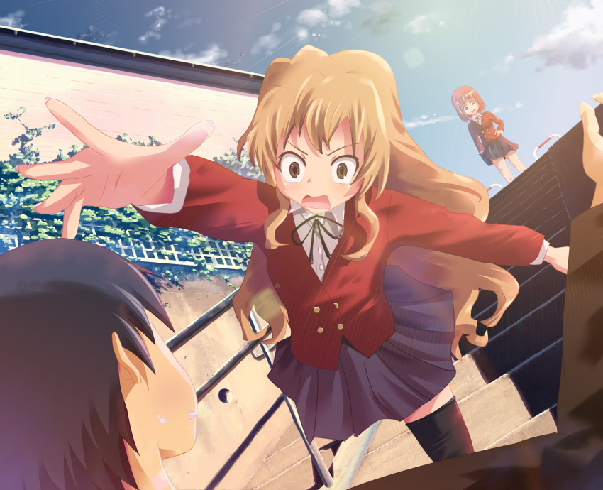 blue_hair, brown_hair, error, highres, kushieda_minori, long_hair, red_hair, redhead