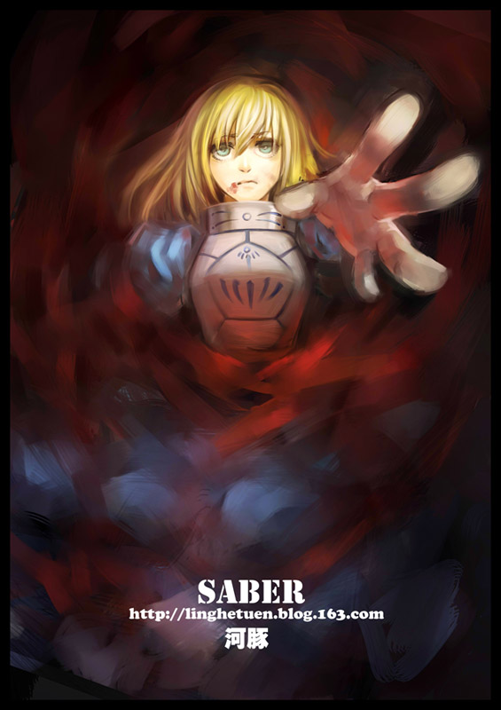 armor, armored_dress, artist_name, blonde_hair, character_name, dress, fate/stay_night, fate/zero