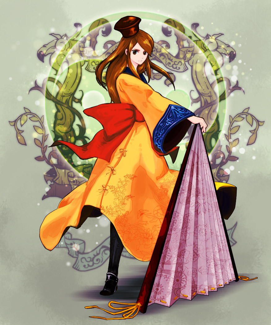 fan, final_fantasy, final_fantasy_tactics, hat, kuwae, long_hair, mystic_(fft), paper_fan