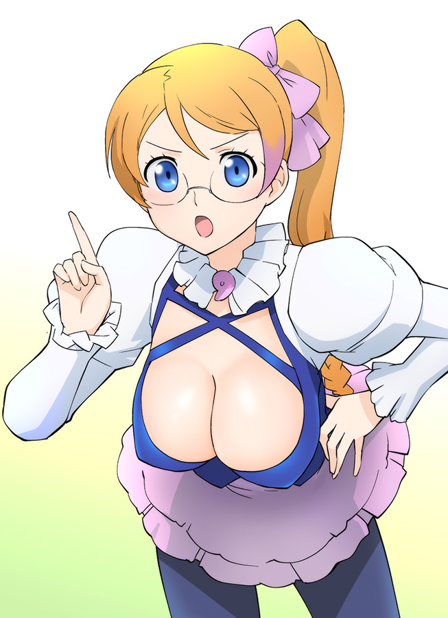 :o, aquarion_(series), aquarion_evol, blonde_hair, blue_eyes, braid, breasts, cleavage