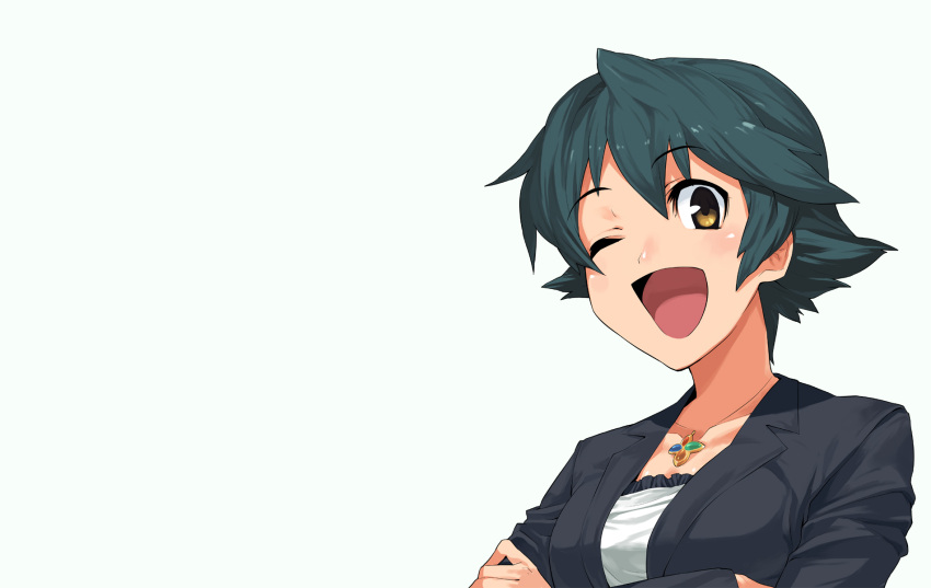 1girl, bing, blue_hair, eyebrows_visible_through_hair, happy, highres, jewelry, microsoft_bing