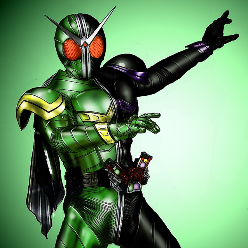 antenna, belt, highres, jolt_(artist), jpeg_artifacts, kamen_rider, kamen_rider_double, kamen_rider_w, scarf