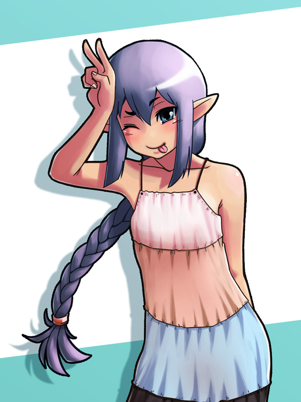blue_eyes, braid, dissidia_012_final_fantasy, dissidia_final_fantasy, dojikko_pose, elf, elvaan, final_fantasy