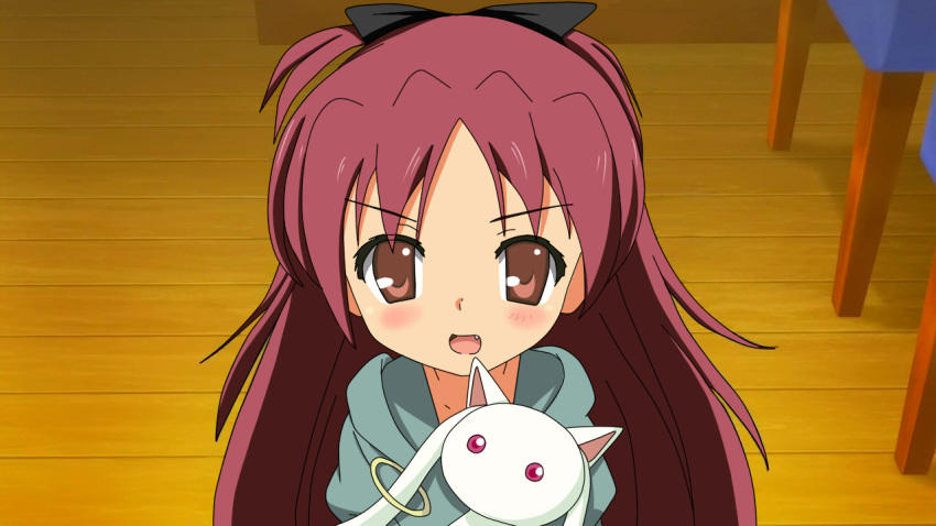 fang, kyubey, mahou_shoujo_madoka_magica, mametti, papa_no_iu_koto_wo_kikinasai!, papa_no_iukoto_wo_kikinasai!, parody, ponytail