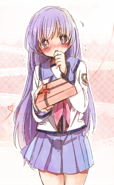 bad_id, blush, box, irie_(angel_beats!), kono_sanorou, long_hair, looking_at_viewer, purple_eyes