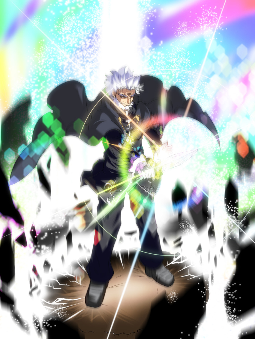 bad_id, beard, cape, facial_hair, highres, kishua_zelretch_schweinorg, kurokemono, magic