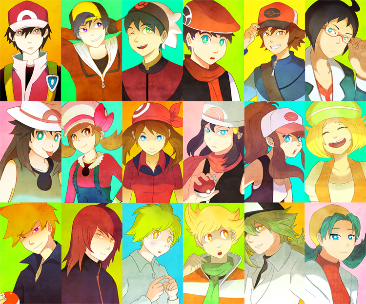 bandana, bandanna, baseball_cap, bel_(pokemon), blue_(pokemon), cheren_(pokemon), crystal_(pokemon), gold_(pokemon)