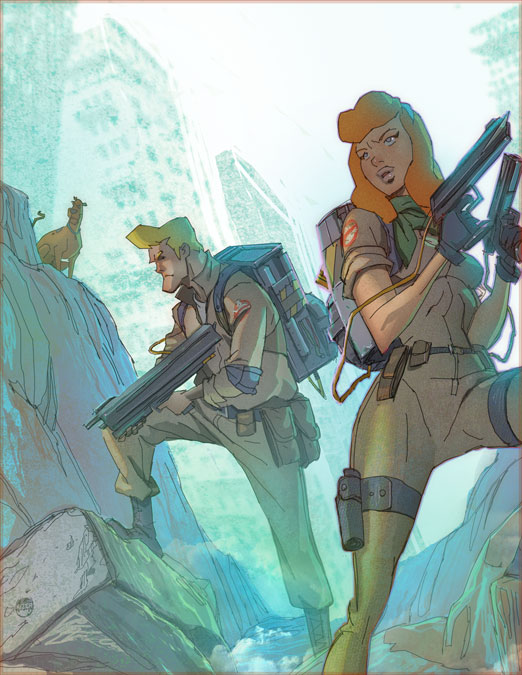 1boy, 1girl, daphne_ann_blake, frederick_herman_jones, ghostbusters, hanna-barbera, kizer180, scoobert_doo