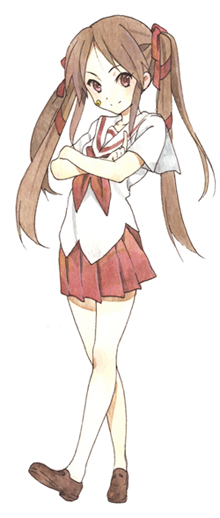 brown_hair, copyright_request, crossed_arms, hino_rika, hinorn, horiguchi_yukiko, light_novel, long_hair, ribbon, school_uniform, twintails, zarathustra_eno_kaidan