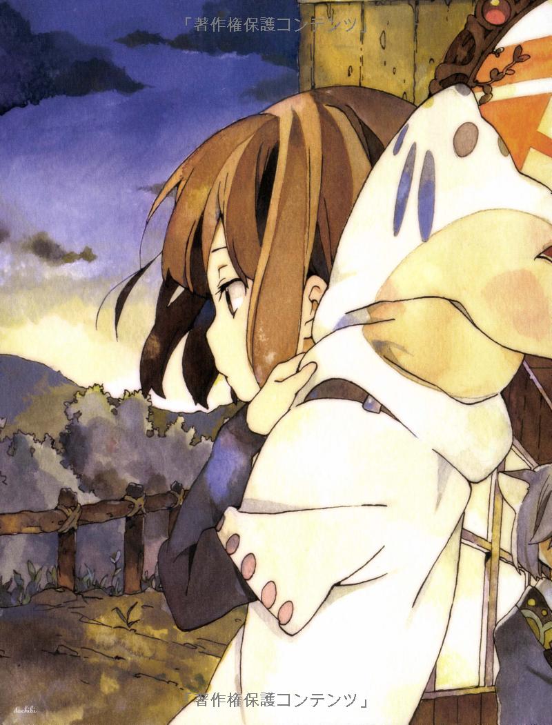 brown_eyes, brown_hair, cat_ears, copyright_request, grey_hair, hoodie, horiguchi_yukiko, official_art, shor_hair, short_hair