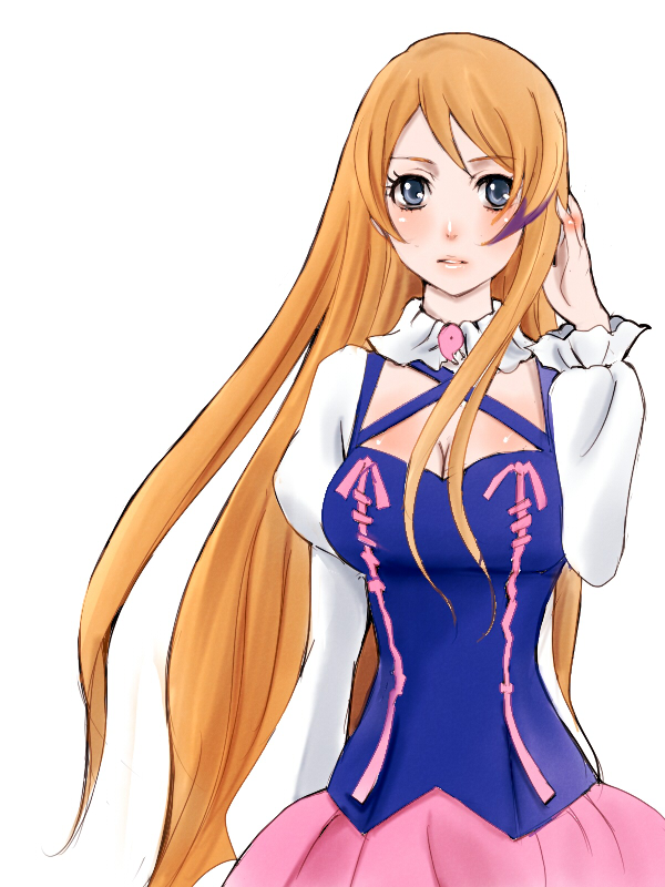 alternate_hairstyle, aquarion_(series), aquarion_evol, blonde_hair, breasts, cleavage, hair_down, long_hair