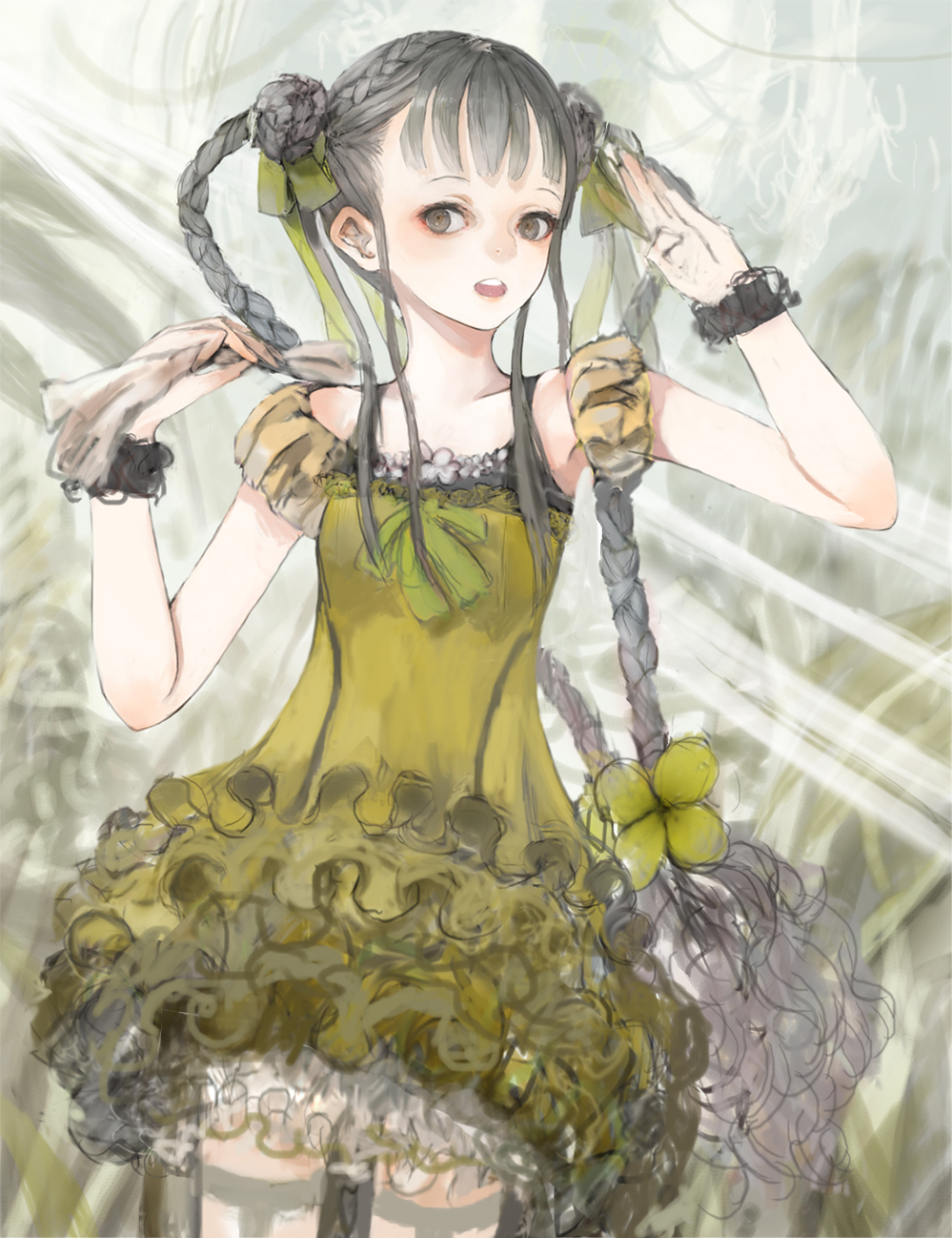 black_hair, bow, braid, dress, hair_bow, highres, jasmine_(jasco), original