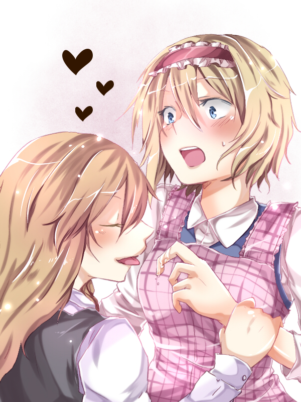 alice_margatroid, apron, black_dress, blonde_hair, blue_dress, blue_eyes, blush, closed_eyes
