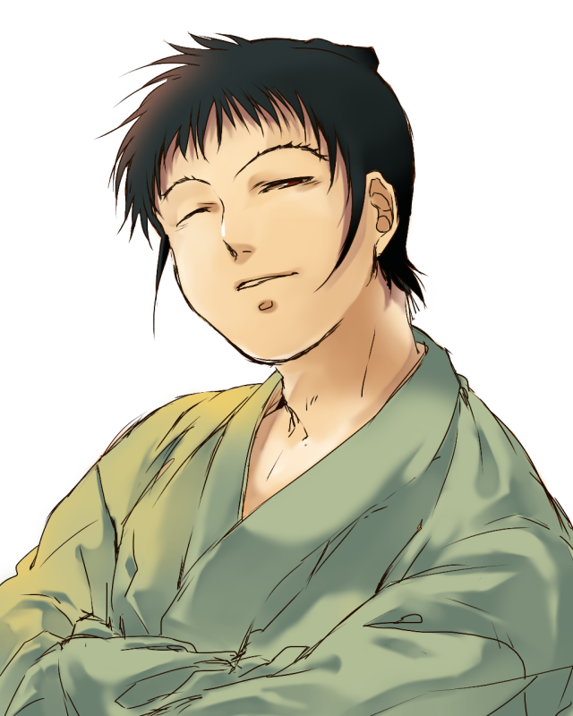 basilisk_(manga), brown_hair, japanese_clothes, kimono, kisaragi_saemon, male, shirou_(j00630), short_hair