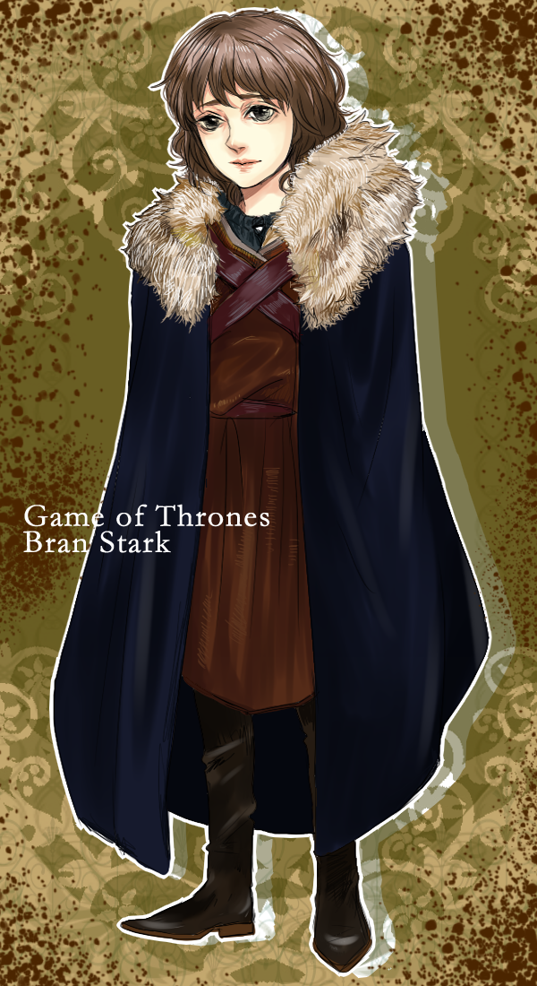 a_song_of_ice_and_fire, androgynous, bbc_cbb, boots, bran_stark, brown_eyes, brown_hair, cape