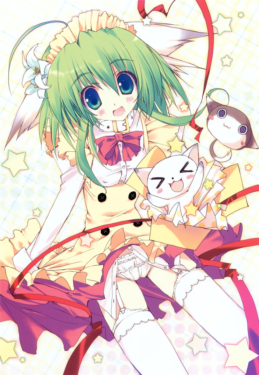 >_<, :3, :d, absurdres, animal_ears, blush, cat, dress