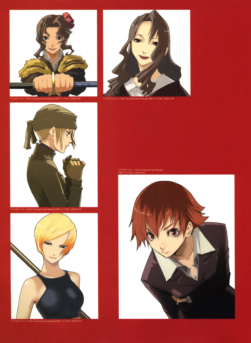 1other, 6+girls, adele_(baccano!), baccano!, bandana, bandanna, bare_shoulders, blonde_hair