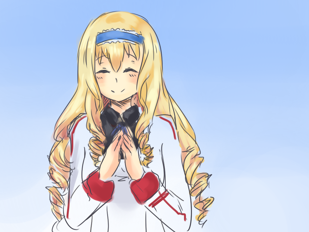anonymous_drawfag, blonde_hair, cecilia_alcott, charlotte_dunois, closed_eyes, drawfag, drill_hair, eyes_closed