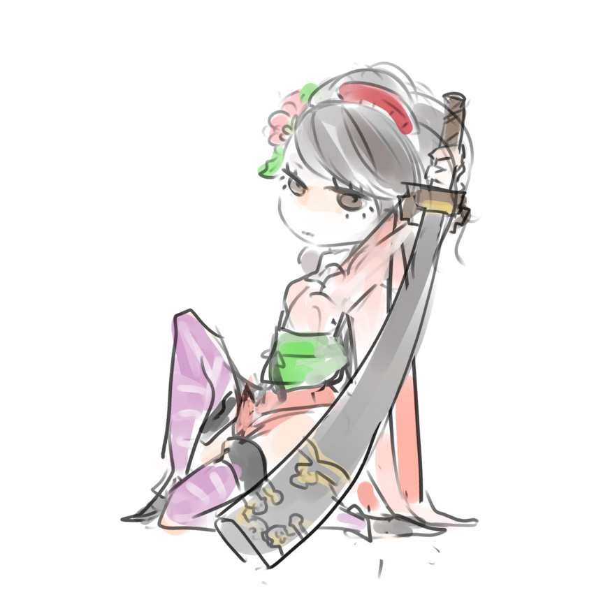black_hair, brown_eyes, chibi, chibibro, drawfag, flower, hair_comb, hair_flower