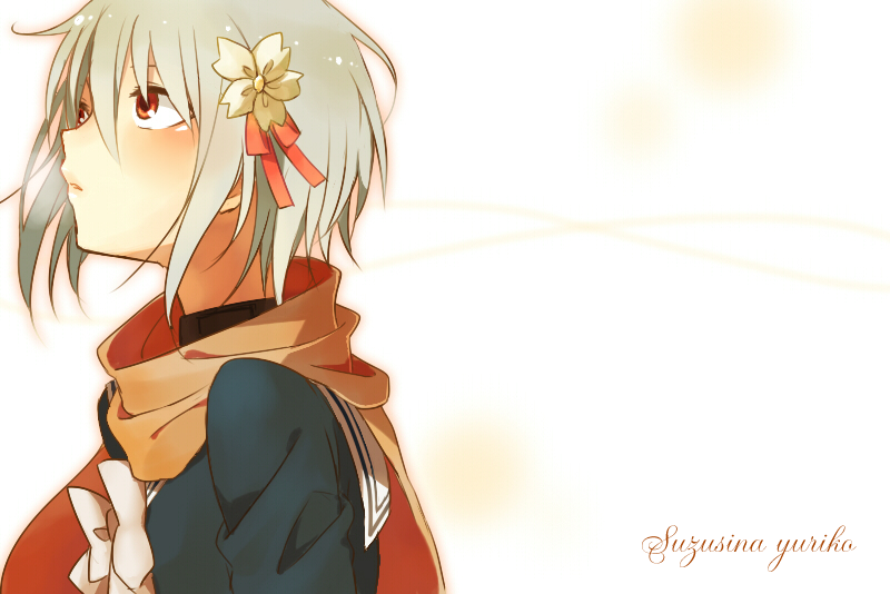 accelerator, albino, amamiya_hisui, character_name, choker, flower, genderswap, hair_flower