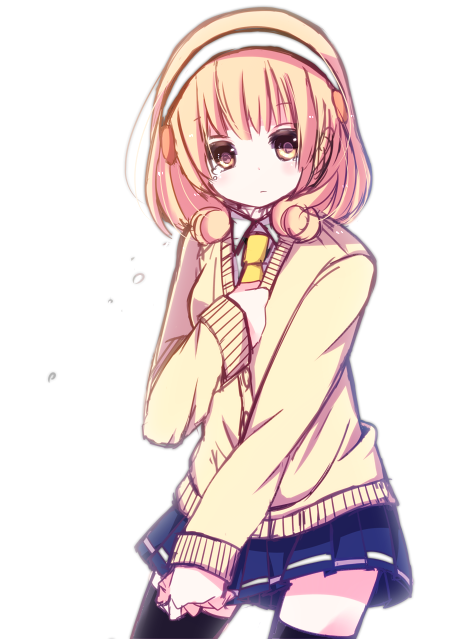 aoi_(nana-c), aoi_nana, bad_id, blonde_hair, cardigan, hairband, kise_yayoi, pleated_skirt