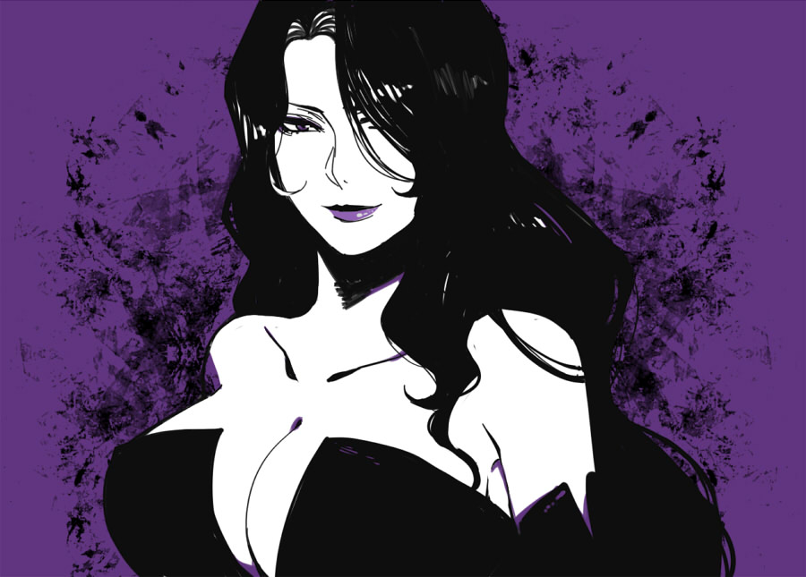black_hair, breasts, cleavage, error, face, fullmetal_alchemist, hair_over_one_eye, homunculus