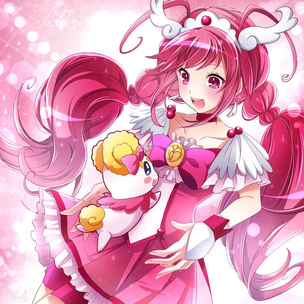 bike_shorts, blush, bow, bowtie, candy_(smile_precure!), choker, creature, cure_happy