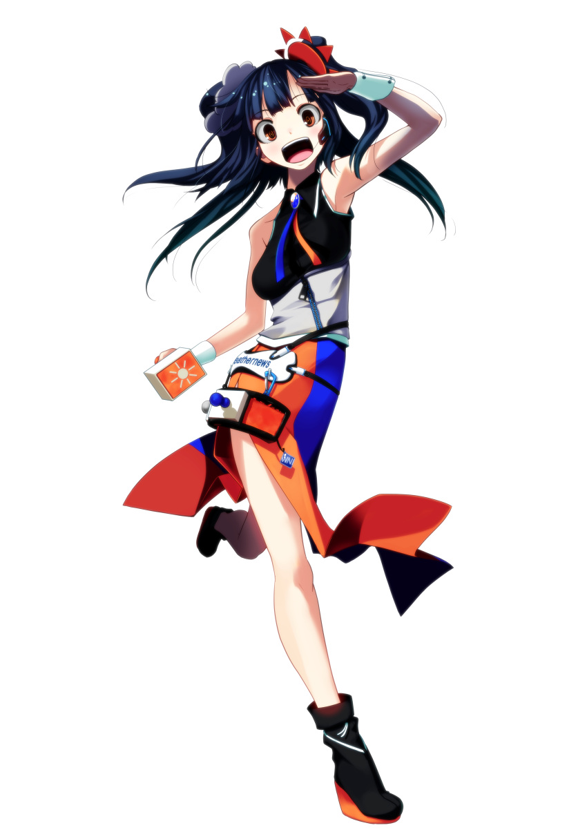 absurdres, boots, cloud, hair_ornament, headset, highres, long_hair, mimimi_(nico_seiga815350)