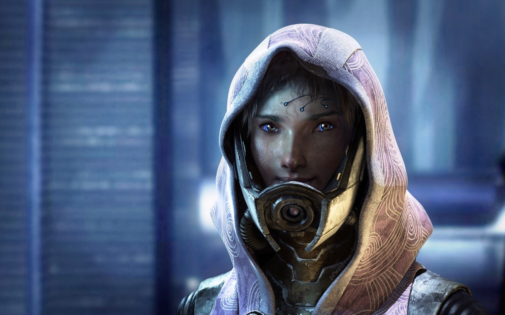 1girl, helmet, hood, mass_effect, realistic, tali'zorah_nar_rayya, tali'zorah_nar_rayya