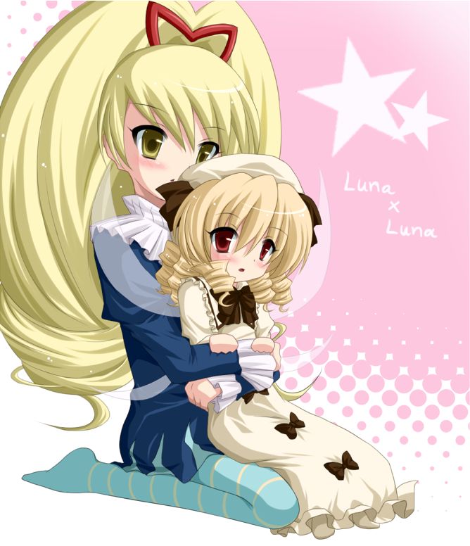 blonde_hair, bow, child, dress, drill_hair, hair_bow, hat, long_hair