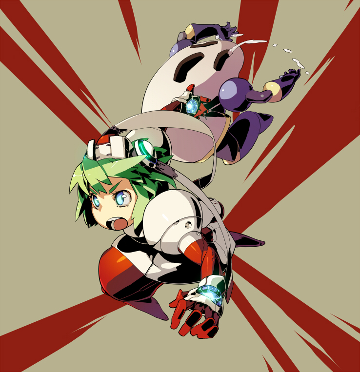 blue_eyes, green_hair, marina_liteyears, mischief_makers, open_mouth, shihou_(g-o-s), short_hair, yuke_yuke!!_trouble_makers