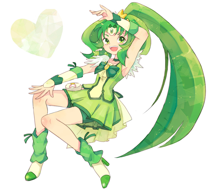 arm_up, bike_shorts, bow, bowtie, choker, circlet, cure_march, dress