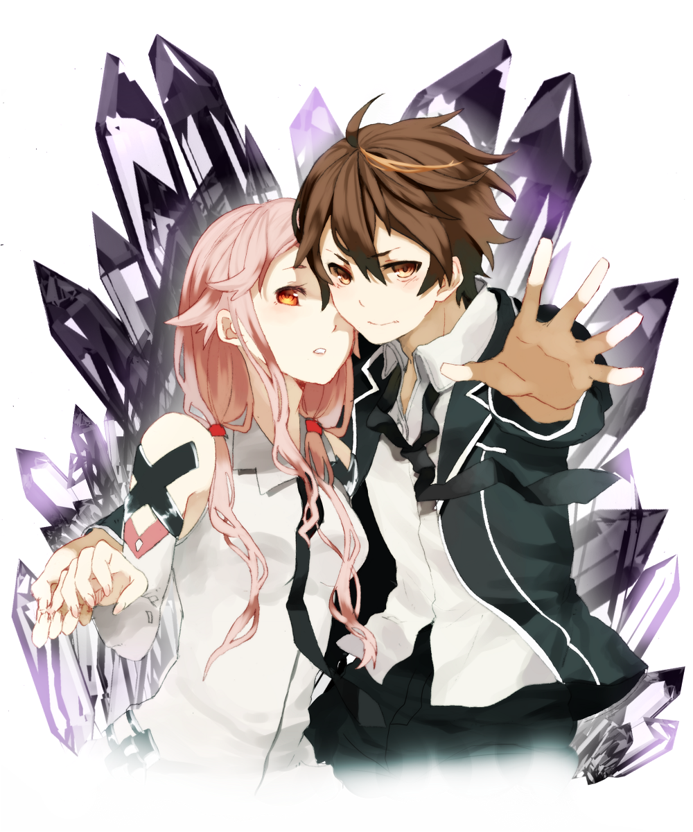 1girl, alternate_costume, bare_shoulders, brown_eyes, brown_hair, crystal, detached_sleeves, guilty_crown