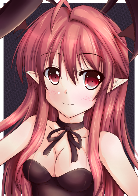 bad_id, bare_shoulders, breasts, bunny_girl, bunnysuit, cleavage, face, kaima