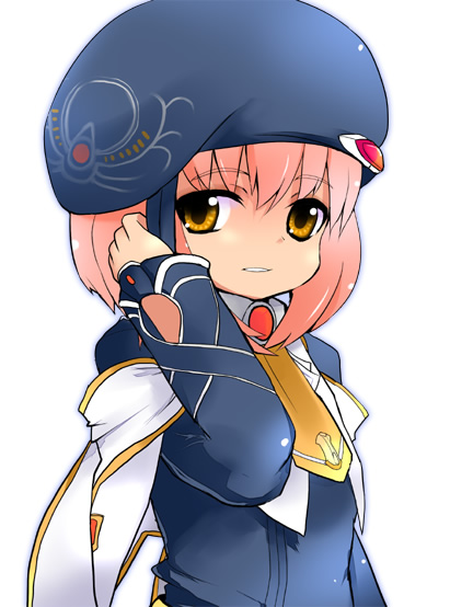 beret, hat, m.o.m.o., necktie, nephilimax, pink_hair, short_hair, smile