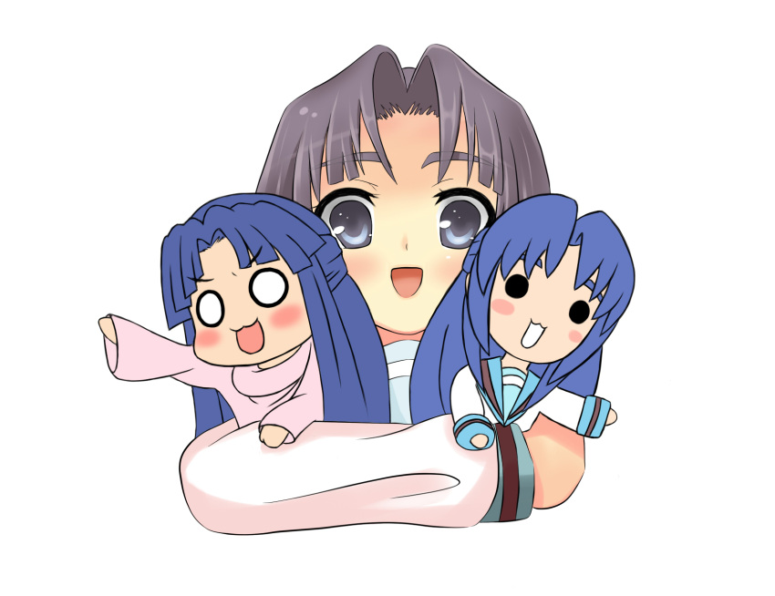 :3, achakura, asakura_ryouko, ashakura, blue_eyes, blue_hair, chibi, highres
