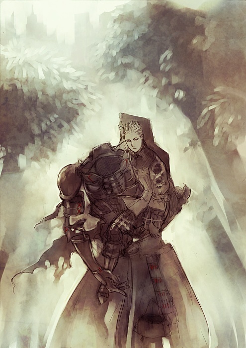 grissom, mecha, monochrome, sepia, vagrant_story, yuri_(k_a_other)