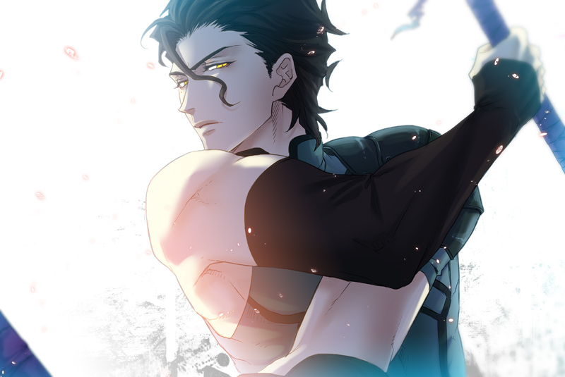 ahoge, black_hair, dual_wielding, fate/zero, fate_(series), kyouko_(roughplus), lancer_(fate/zero), male