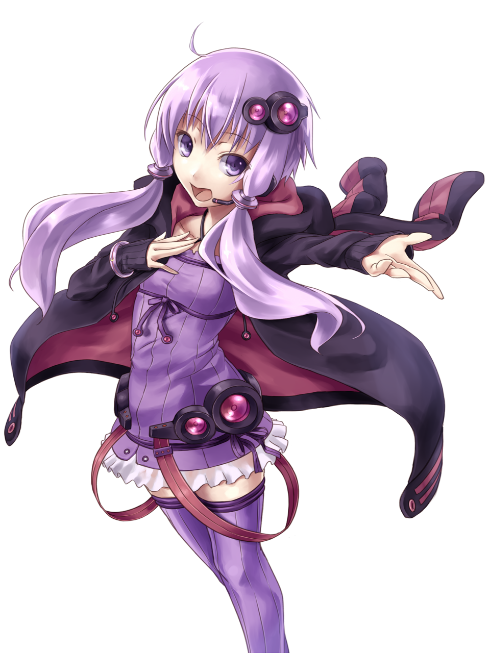 :d, ahoge, bad_id, dress, fry_no_tempura, hair_ornament, hairclip, headset