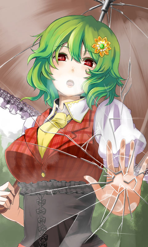 ascot, breasts, broken_glass, bust, corset, emerane, fourth_wall, glass