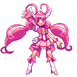 antenna_hair, arm_up, boots, cure_happy, cure_happy_pose, dress, hoshizora_miyuki, kou_2008