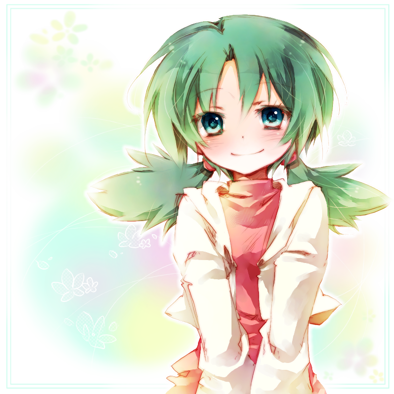 alternate_hair_color, amamiya_kabosu, aqua_eyes, blue_eyes, blush, crystal_(pokemon), floral_background, flower